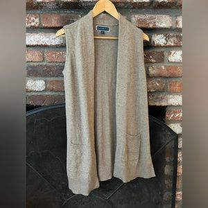 Karen Scott Tan Knit Sleeveless Cardigan, Size PP